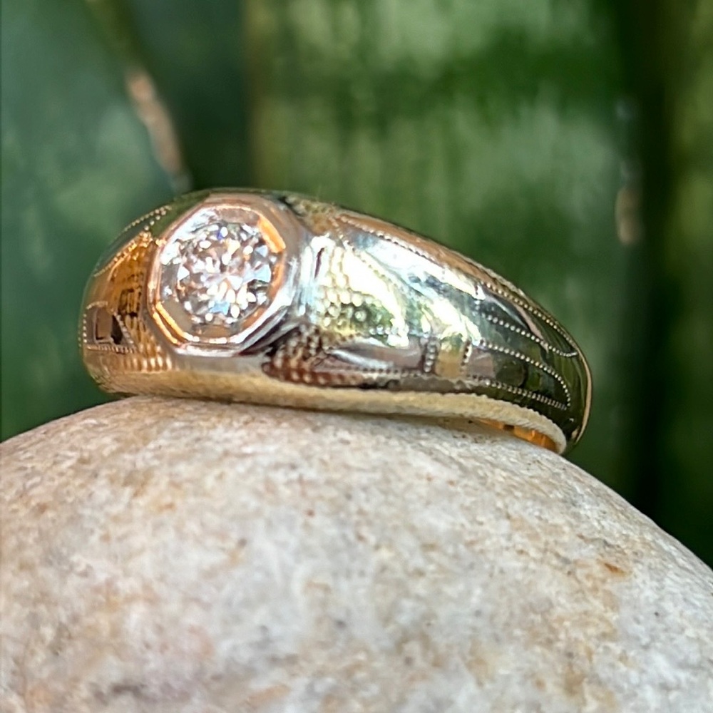 14 karat gold, and 1/3 carat diamond gypsy ring - Picture 14 of 14